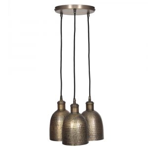 Trio Hammered Brass Cluster Lights