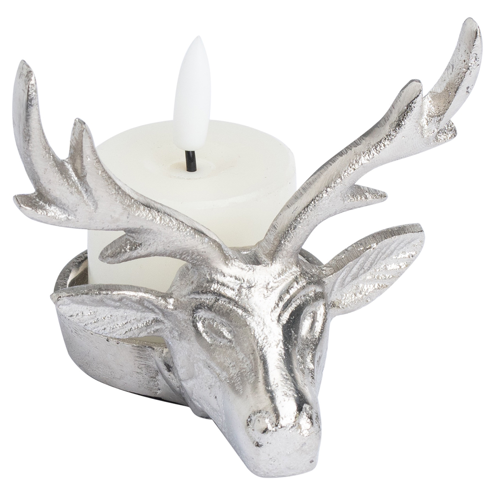 21341-a Silver Stag Tea Light Holder