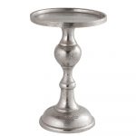 21530 Large Cast Silver Metal Candle Holder