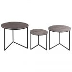 21549 Silver Black Set of 3 Round Tables