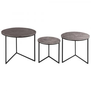 21549 Silver Black Set of 3 Round Tables