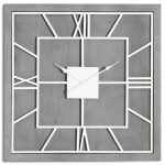 21647 Large Wooden Grey Square Clock
