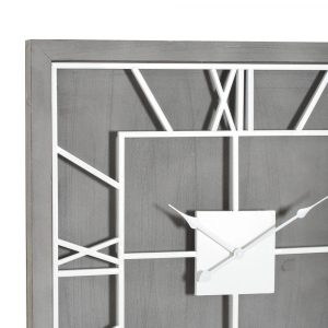21647-a Large Wooden Grey Square Clock