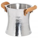 21785 Leather Handled Silver Ice Bucket