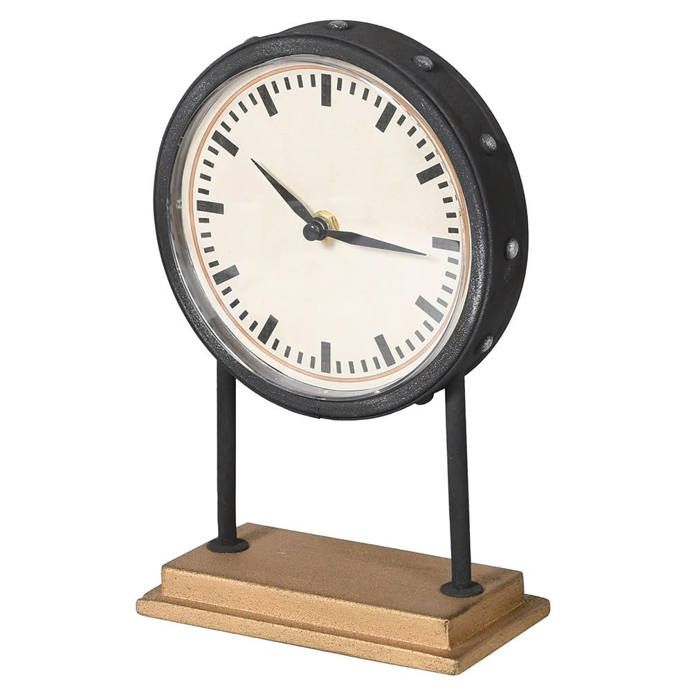 MTW014 Natural Base Round Mantel Clock