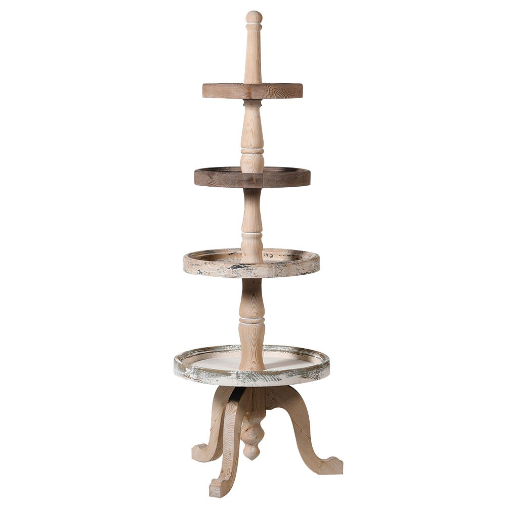 QFC088 Distressed Wooden Round Shelf Unit